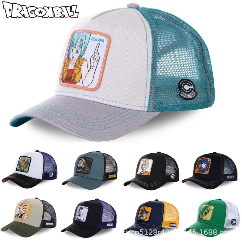 Dragon Ball Z-stilarter Anime Son Goku Bomuld Ny baseballkasket til mænd og kvinder Hip Hop Far Justerbar mesh-kasket Trucker-kasket