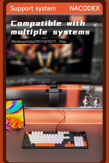 AJAZZ NK98 Wired Mechanical Keyboard: Full-Key Hot-Swap, 98-Key Layout for Precise Performance; Wired, Stable Control, Multi-System Compatibility; Windows Vista/XP/7/8/10/17, Mac: Wired connection for stable control and low latency