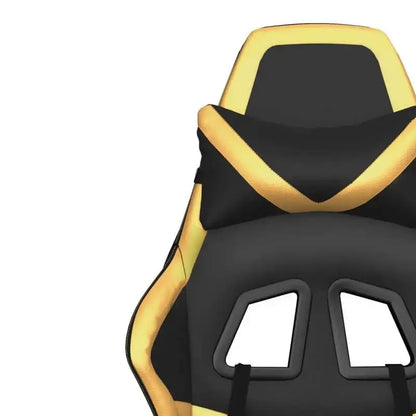 Gaming Chair with Footrest Black and Gold 67X64X116-127 cm in Imitation Leather, Reclining 360 Swivel Chair Can Carry 110 kg