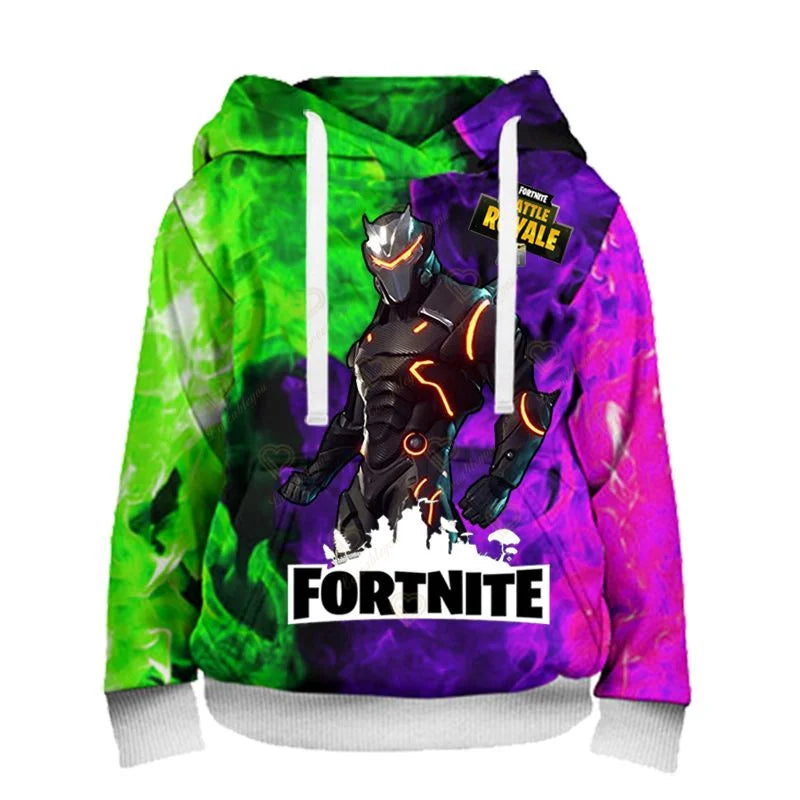 Sweatshirt Fortnite para Crianças Victory Royale 3D com Capuz Estampado para Homem, Mulher e Criança, Pullover Streetwear Gaming para Presentes de Aniversário