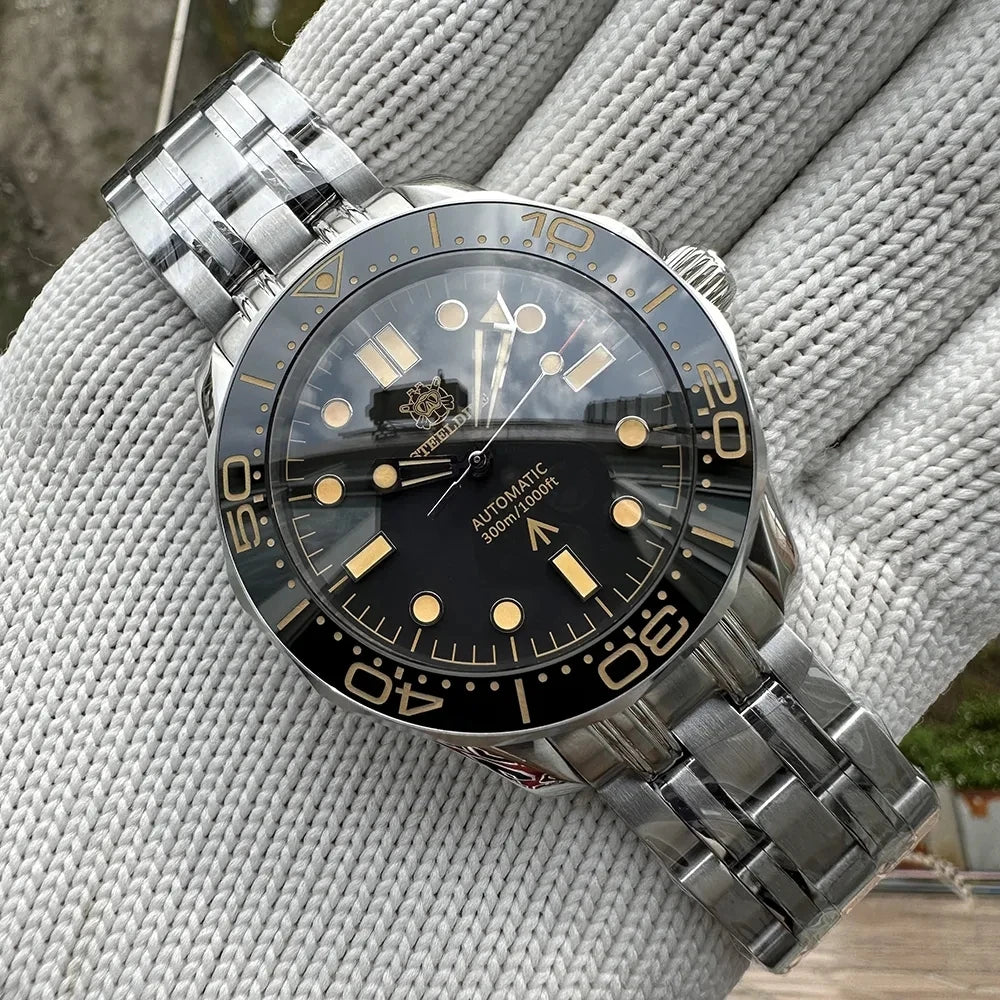 STEELDIVE SD1957 New Arrival 42MM Vintage Bezel 300M Waterproof NH35 Green Luminou Sapphire Glass Automatic  Dive Watch Montre