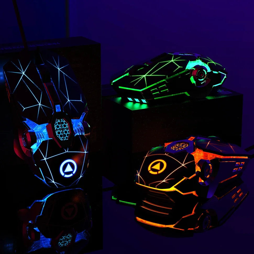 Rato Gaming Profissional Novo 3200dpi 7 Botões Retroiluminado Rato para Computador com Suporte para Definição de Macros Mecânico com Fio Silencioso