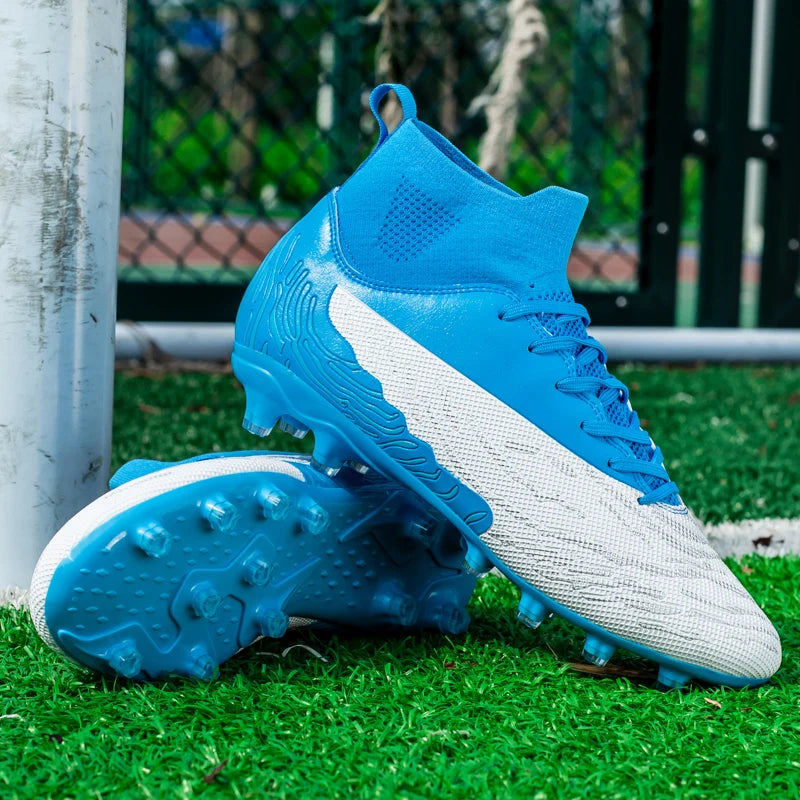 Black Men's Soccer Shoes AG/FG Cleats Training Football Boots High Ankle Sports Shoes for Men Kids Adults Sneakers Sizes 35-45
