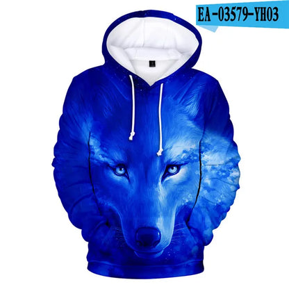 Sweatshirt com Capuz Cool Space Galaxy Wolf para Homem — Lobo Brilhante, Estilo Fashion, Pullover de Primavera e Outono