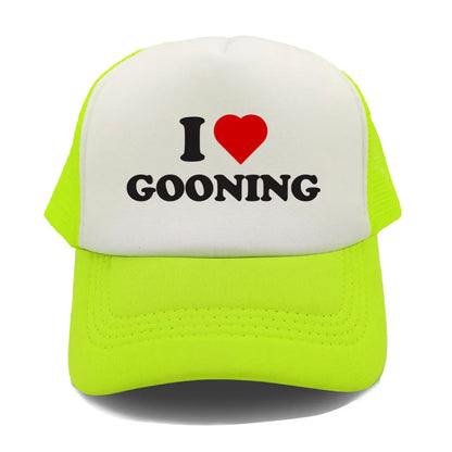 Casquettes de baseball humoristiques « I Love Gooning » – Casquette d'été tendance pour homme en maille, casquette de camionneur humoristique, casquettes unisexes d'extérieur en maille MZ-080
