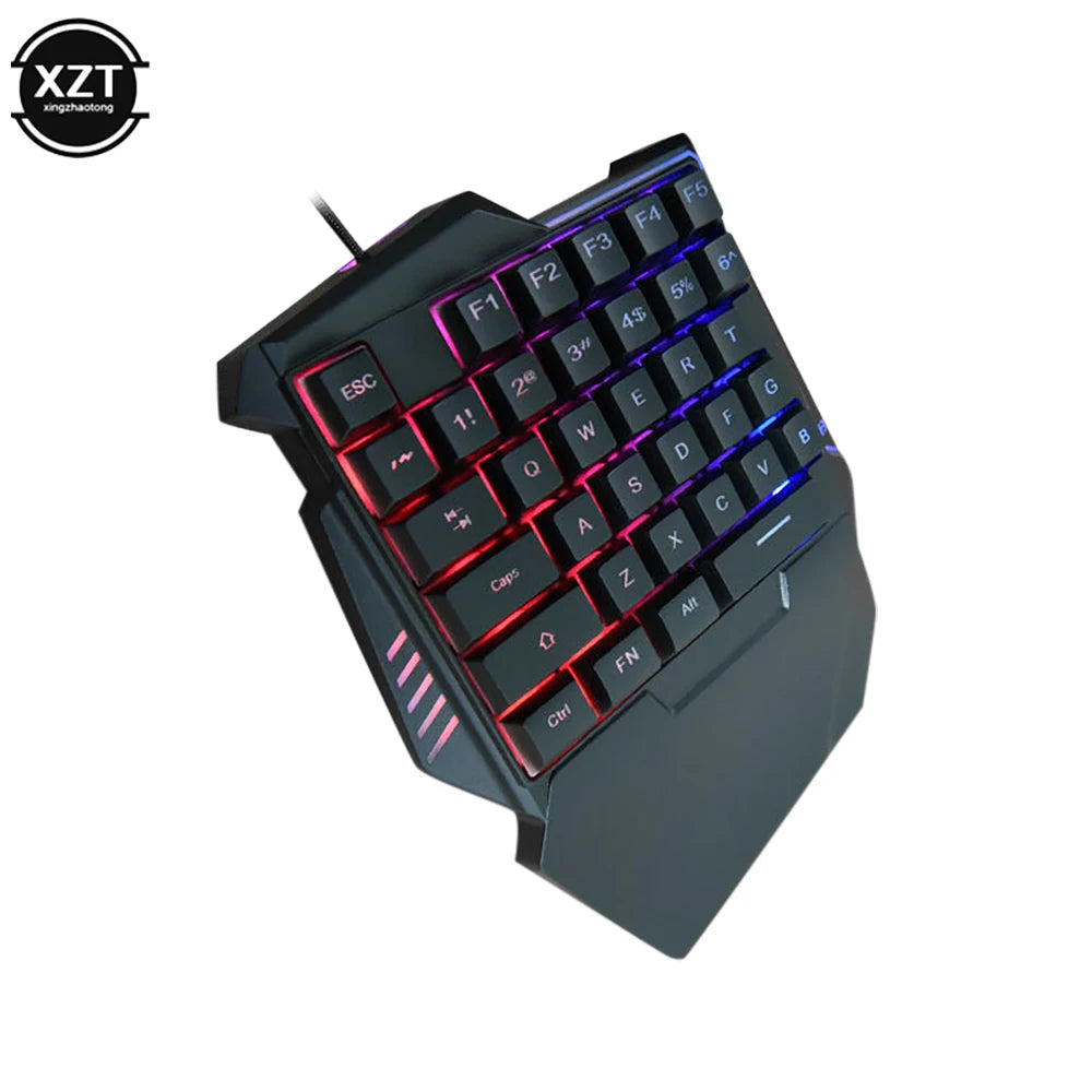 USB One-Handed Gaming Keyboard Mechanical Feel Portable 35 Keys Mini Wired Keyboard Ergonomic Gaming Keyboard