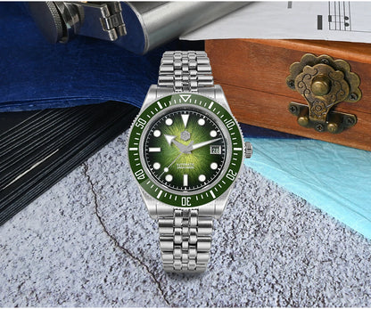Orologio subacqueo di lusso da uomo San Martin 40mm, Miyota 9015, quadrante smaltato sunburst, automatico meccanico, impermeabile 200m, SN0148