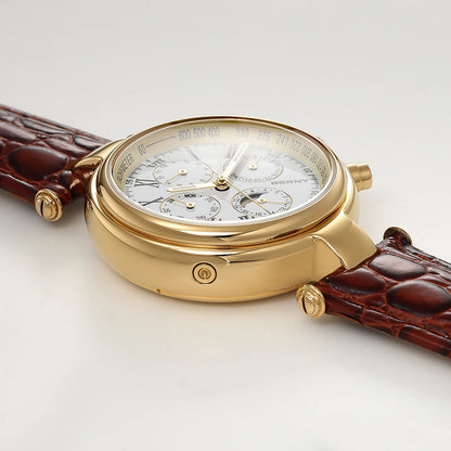 Montre automatique pour homme BERNY, style rétro, avec affichage Soleil et Lune, aiguilles luminescentes et mouvement ST1652 ; une montre mécanique classique et élégante, dotée d'un bracelet en cuir véritable.