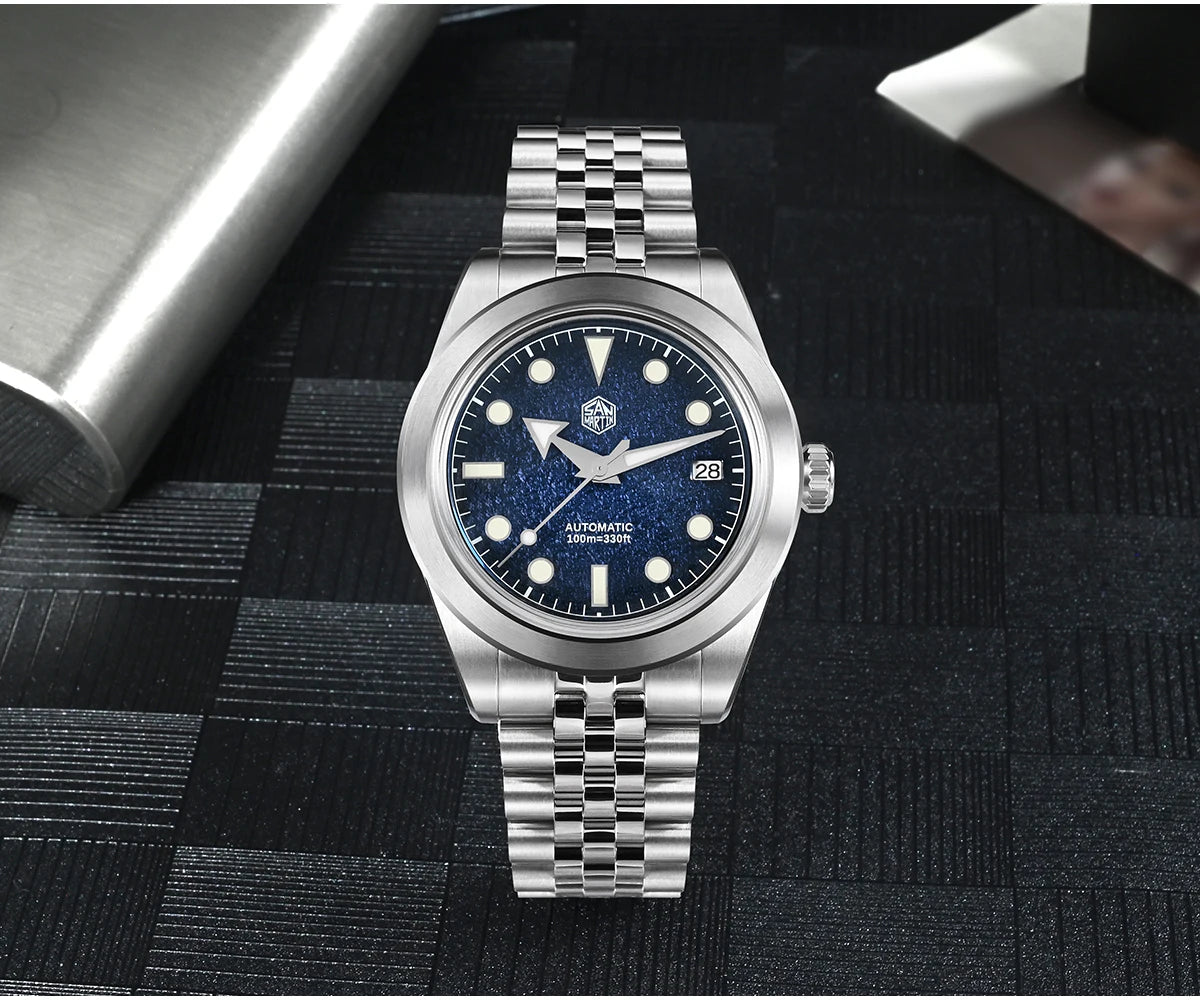 San Martin New 39mm Sport Watch Enamel Dial NH35 Automatic Mechanical Men Dress Watch Sapphire Waterproof 100m Luminous SN0053
