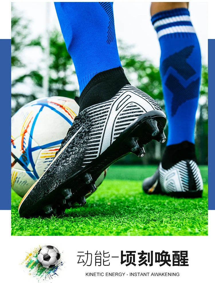 High Top Football Boots Men's Large Size 47 Training Sports AG Long Nail TF Broken Nail Ball Shoes Net Lining Rubber Outsole