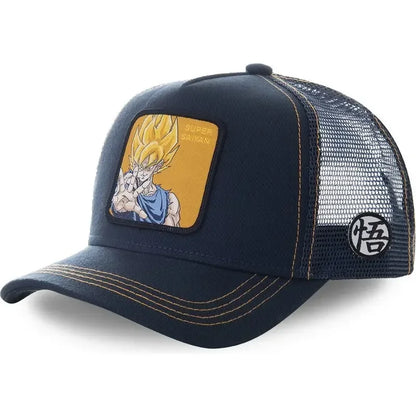 Boné de Basebol Dragon Ball Son Goku para Homem, com Bordado, Pala de Sol, Rede Trucker Ajustável, Estilo Hip-Hop para Viagens de Verão