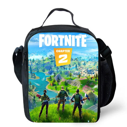 Fortnite Cartoon Lunch Bag, Portable Insulated Lunch Bag, Reusable Food Storage Bag, Suitable for Children and Students