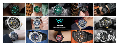 WM Watch Automatic Mechanical Watches NH35 Anti-reflective 200 Water Resistant Sapphire Crystal Welly Merck Watch WM206