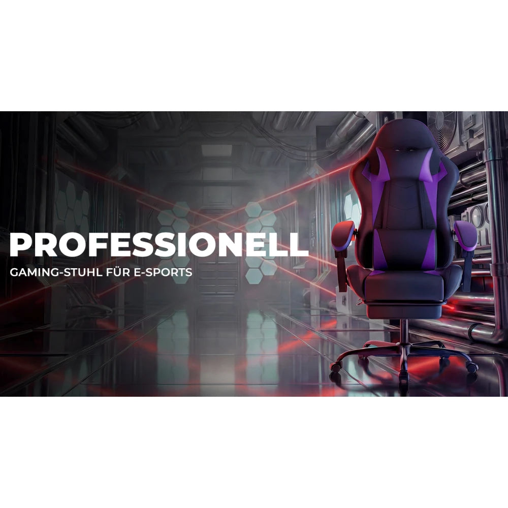 Gaming Chair Ergonomic Gaming Chair with Lumbar Pillow and Headrest, Gamer Chair Height Adjustable, PC Chair for Adults Girls Boys, Black Purple