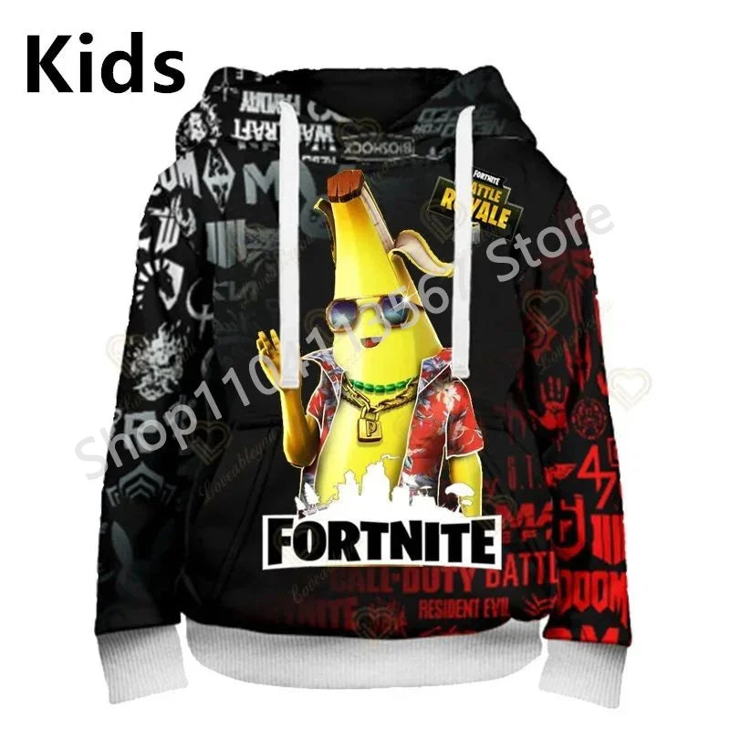 Sudaderas con capucha Llama Battle Royale F-Fortnited con estampado 3D para hombre, mujer y niños, sudaderas para niño y niña, pulóver streetwear verde