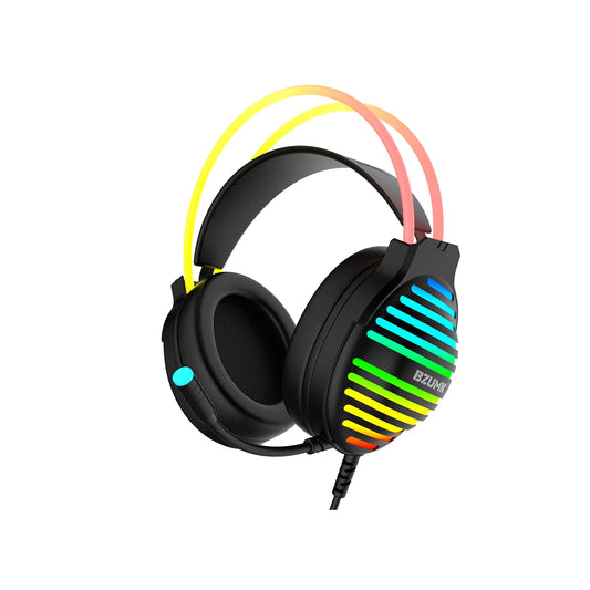 Casque de jeu filaire BZUMK H1, son surround 7.1 RGB, haut-parleurs de 50 mm, casque supra-auriculaire avec micro pour PC, PS4, PS5, ordinateur portable