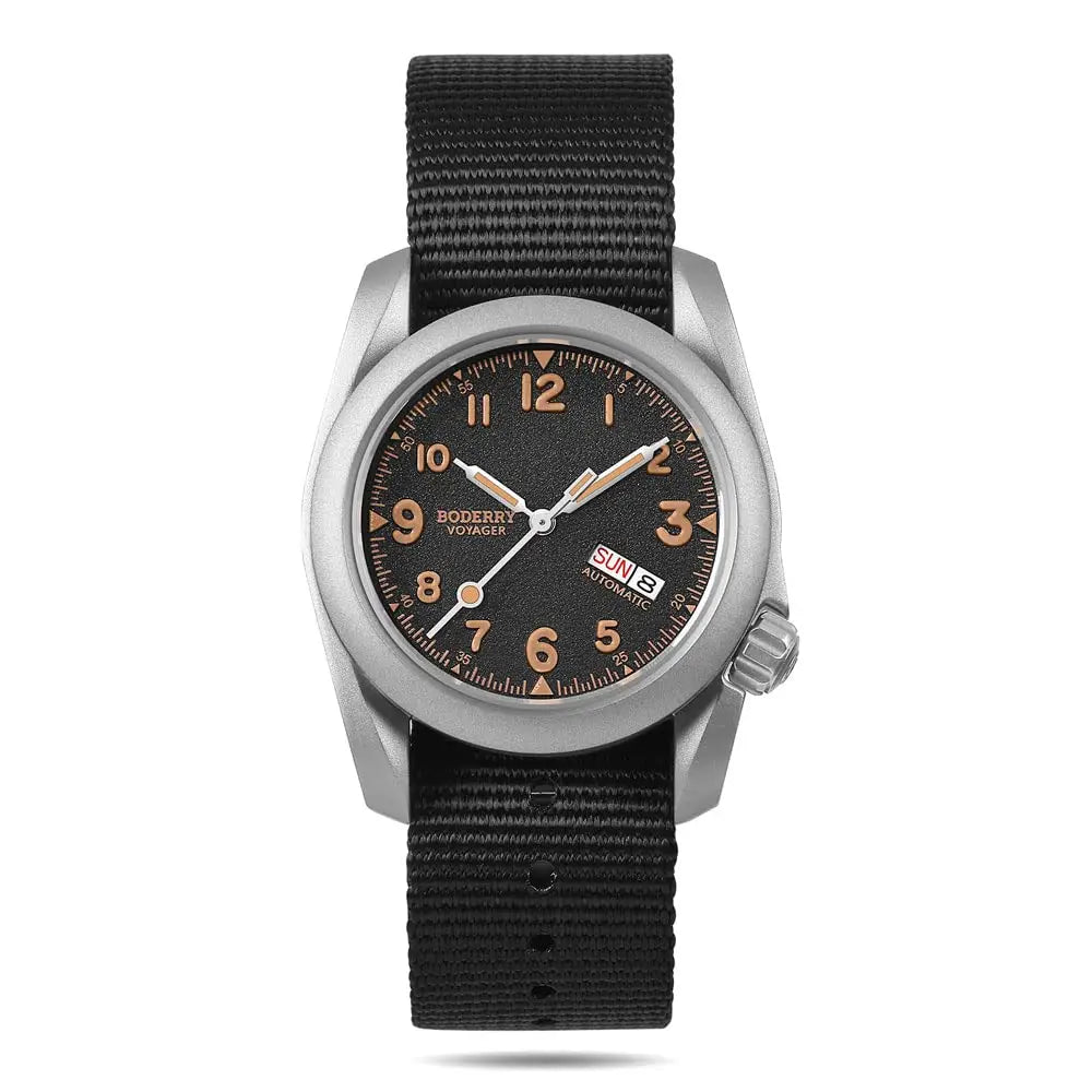 BODERRY Men Automatic Watch 40MM Titanium Pilot Sport Mechanical Wristwatch 100m Waterproof Sapphire C3 Luminous NH35