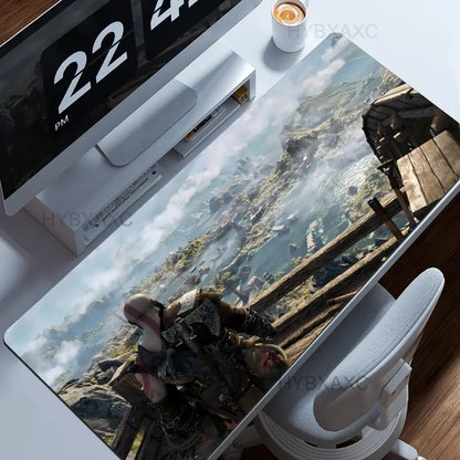 Large Size Mouse Pad God of War Gaming Accessories Keyboard Mausepad Computer Pc Gamer Cabinet Deskmat Anime Rubber HYBXAXC XXL