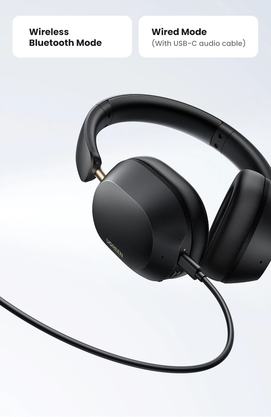 UGREEN Max5c Wireless Bluetooth Headphones ANC 43dB – Hi-Res LDAC Noise Cancelling Headphones with Spatial Audio & 75H Battery Life