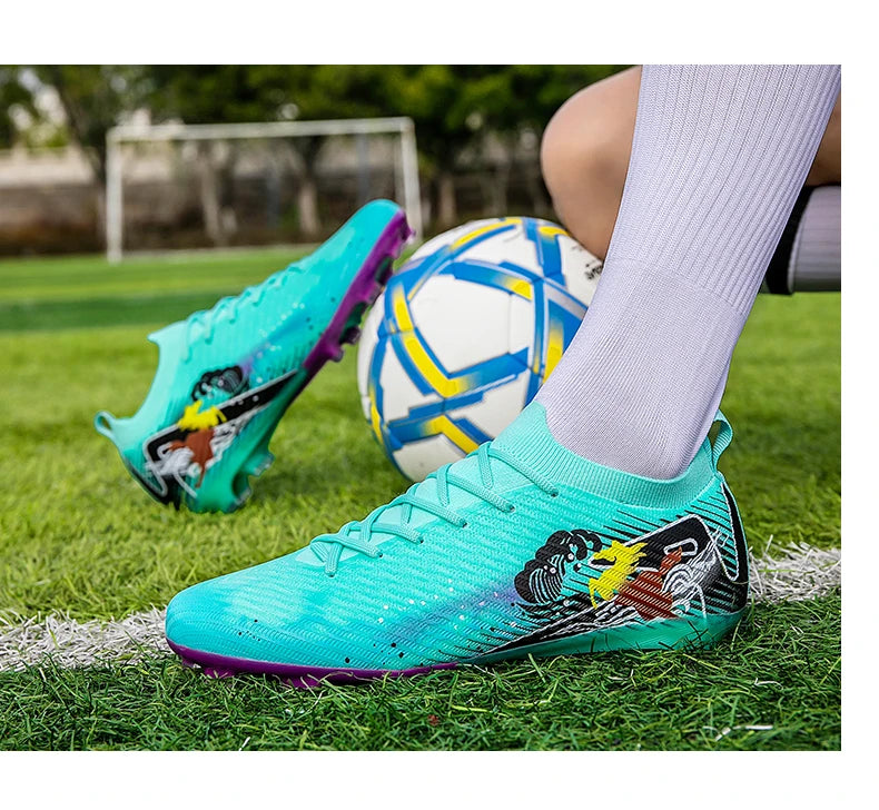 New Men Football Boots Cleats Non-Slip Match Ultralight Soccer FG Training Shoes Soccer Shoes Long Spikes Outdoor Drop Shipping.