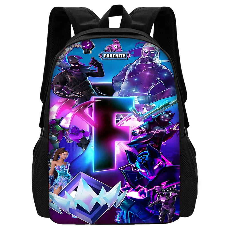 Child School Backpack with Lunch Bags, Pencil Bags, Hot Game Design-F-FortniteS School Bags for Boys Girls Best Gift
