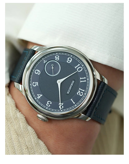 Reloj mecánico manual FARASUTE NEW Machinery para hombre, esfera salmón, ST17, segundero pequeño, estilo vintage, brazalete Bonklip