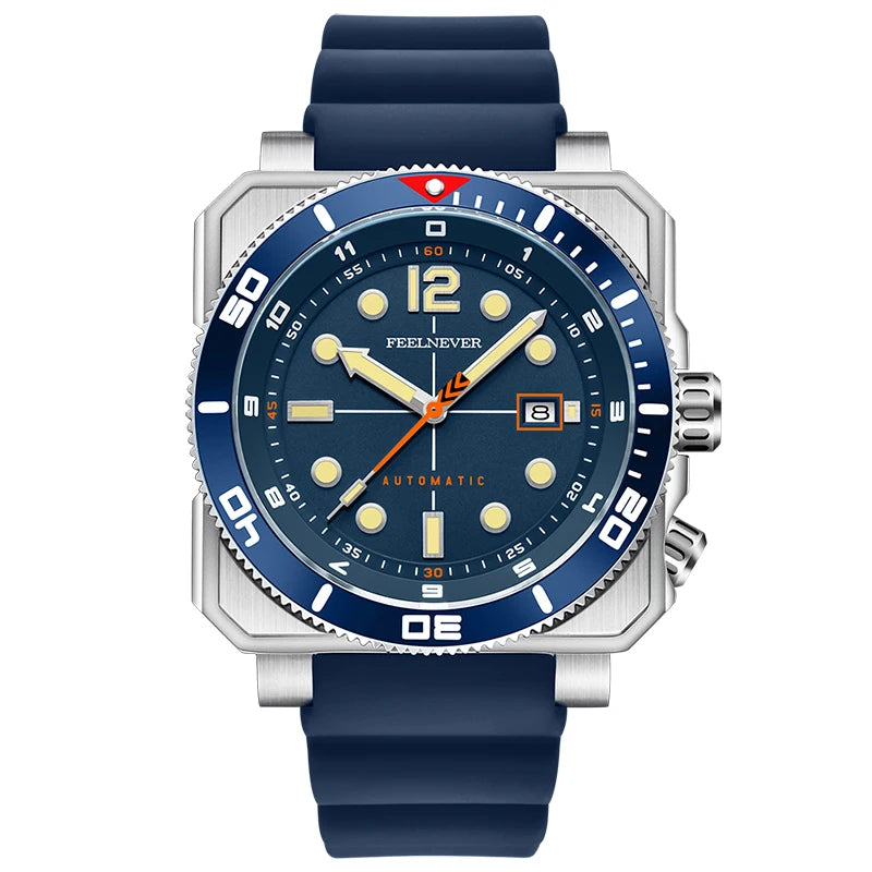 Relógio de Mergulho Automático para Homem FeelNever 8215 Movement, Super Luminoso, Aço 316, Vidro de Safira, Relógio Mecânico Desportivo Masculino