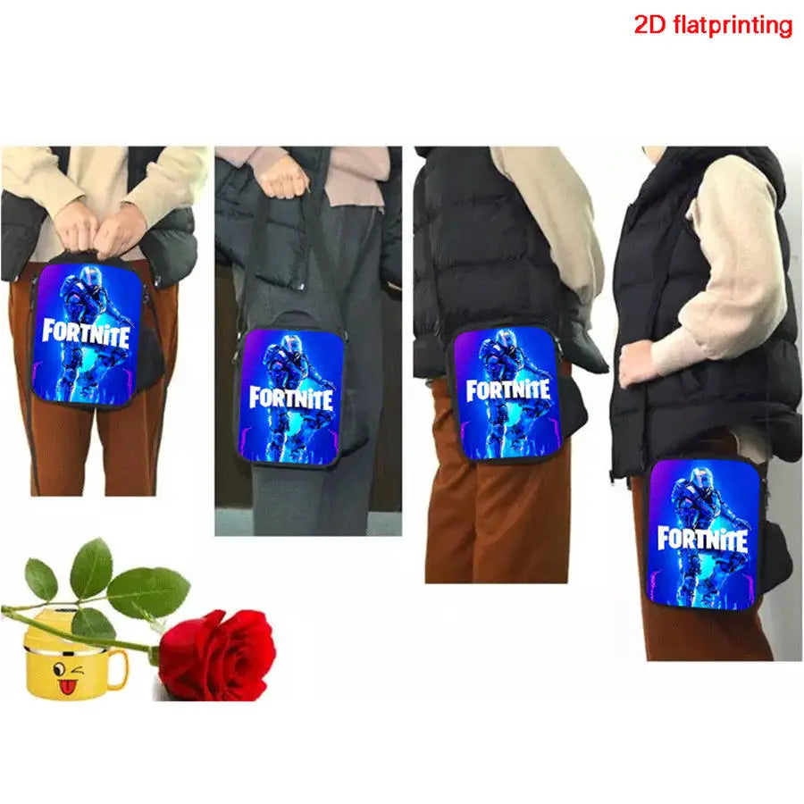 Cartoon FORTNITE Insulated Cooler Lunch Bag, Cute Portable Lightweight Picnic Bag for Boys & Girls Ages 5-10, Kids Daily Food Bag