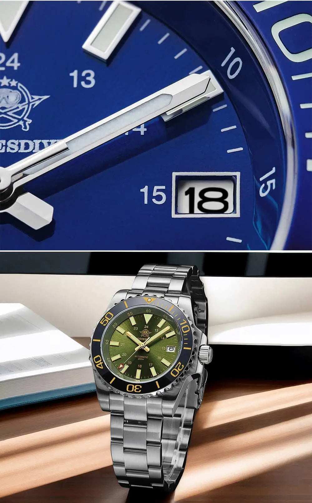 ADDIESDIVE Men Luxury Watch Sapphire Crystal Ceramic Ring 20Bar Diving Luminous Automatic Mechanical Watch Exquisite Gift Clock