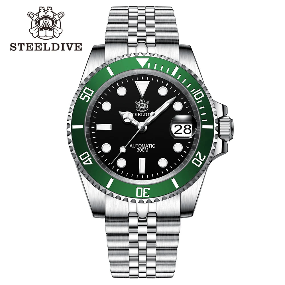 SD1953 STEELDIVE Brand Ceramic Bezel 41mm Steeldive 30ATM Water Resistant NH35 Automatic Mens Dive Watch  with Milled Clasp