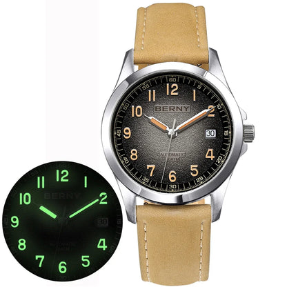 BERNY Automatic Watch Men ST2130 Luminous Mechanical Wristwatch Sapphire Waterproof 10ATM Top Brand Luxury Watch for Men