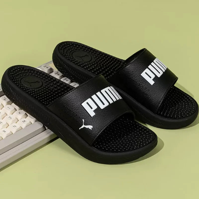 Sandales Puma pour hommes 2026 383062-01, claquettes de douche confortables en EVA noires avec logo blanc, tongs décontractées d'été pour la plage