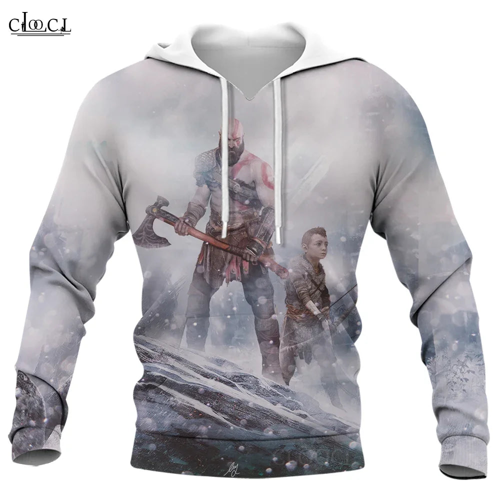 CLOOCL Fashion Game Kratos God of War 3D Full Printed Autumn Men Hoodie Unisex Long Sleeve Hooded Sweatshirt Harajuku Tracksuits