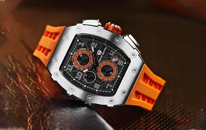 TSAR BOMBA Watch for Men Luxury Brand Tonneau Design Waterproof Clock Stainless Steel Wristwatch Fashion Rectangle Men's Watch