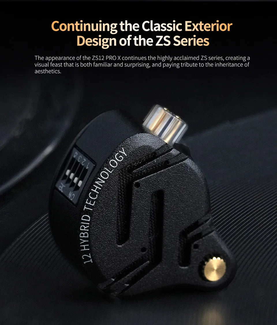 Auricolari IEM KZ ZS12 PRO X con tecnologia ibrida dinamica e armatura bilanciata, upgrade HiFi bassi, cuffie in-ear con cavo tuning