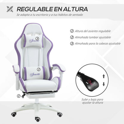 Vinsetto Gaming Chair PU Leather Gamer Chair with Footrest, Reclining 135° Ergonomic Gaming Chair with Headrest & Lumbar Support