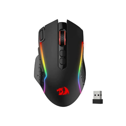 Rato Gaming Sem Fios Redragon M810 Pro, 10000 DPI, Rato Gamer com Fio c/ Tecla de Disparo Rápido, 8 Botões Macro, Preto/Branco