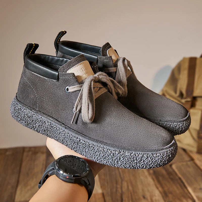 Pantofi casual din piele de căprioară pentru bărbați, de marcă de lux, din piele naturală, realizați manual, cu design antiderapant, pentru primăvară și toamnă