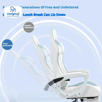 Ergonomic Racing Gaming Chair with Footrest, Reclining PU Leather Gaming Chair for Home Office, Computer Desk & Living Room
