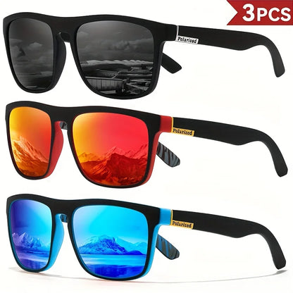1-4PCS Men Classical Square Polarized Sports Sunglasses Lightweight PC Frame UV400 for Driving Fishing Cycling Unisex Durability