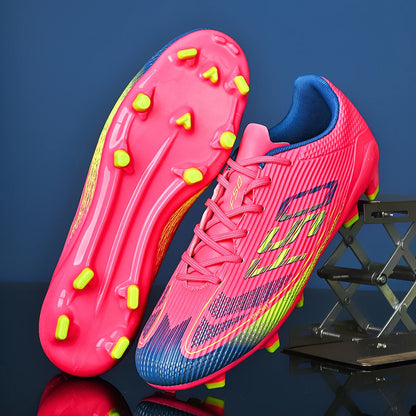 Chaussures de football respirantes pour hommes, chaussures de sport antidérapantes à longues crampons FG/AG pour l'extérieur et l'intérieur, un incontournable pour les fans
