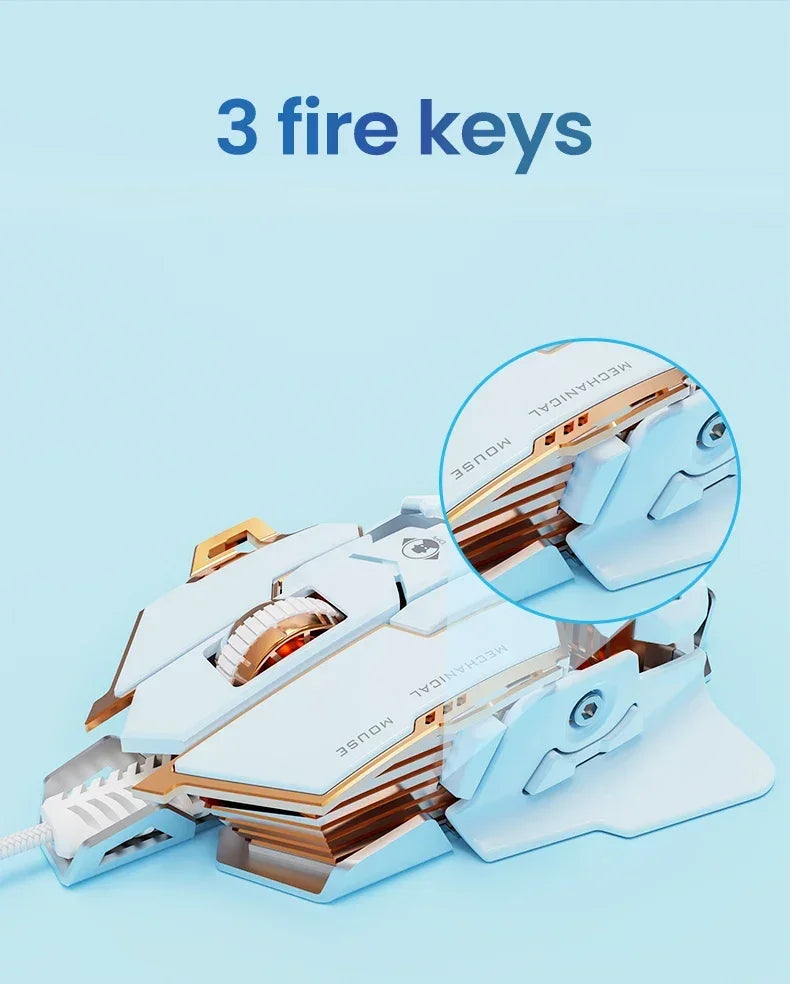 Rato Gaming com Fio Mecânico E-sports G5 RGB, 9 Botões, Programação Macro, Silencioso, 12800 DPI, para Computador de Secretária e Portátil