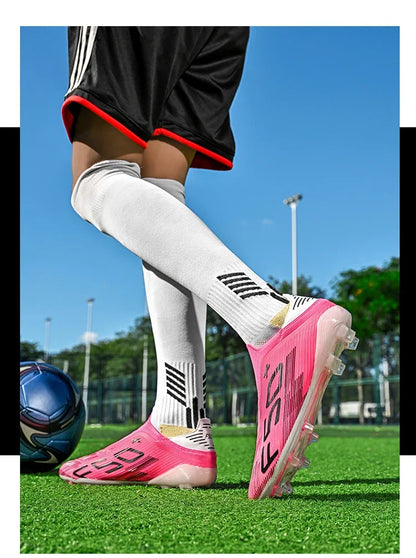 Nouvelles chaussures de football pour hommes, crampons, baskets légères de haute qualité, pour l'entraînement sur gazon, bottes de football très vendues, antidérapantes, mi-hautes, pour l'extérieur.