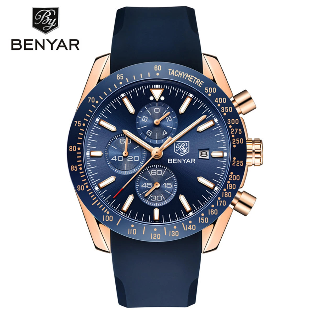 BENYAR Luxusuhren für Herren – Quarz-Armbanduhren mit Lederarmband, wasserdicht bis 30 m, sportlicher Stil.