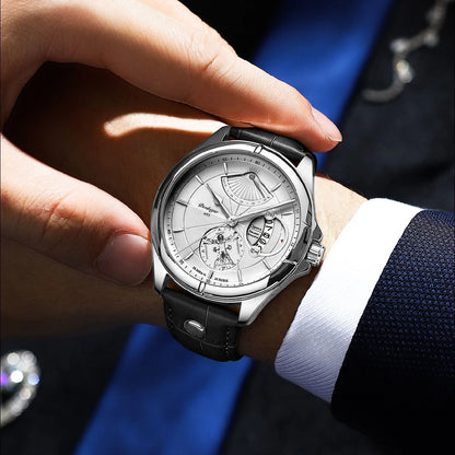 POEDAGAR Quarz-Armbanduhr für Herren – Business-Stil, luxuriös, wasserdicht, beleuchtet, mit Datumsanzeige und Lederarmband – Elegante Herrenuhr