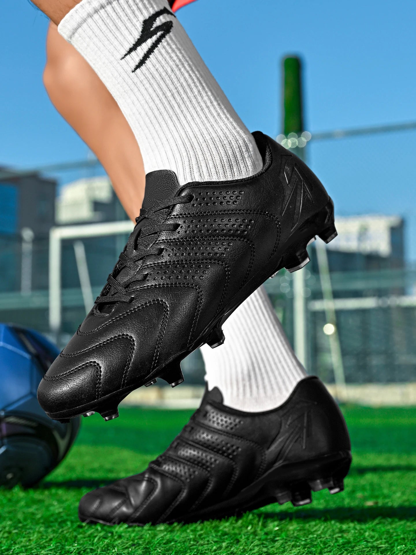 Sport Field AG/FG Soccer Cleats, PU Fabric Sweat-Wicking Upper, TPU Wear-Resistant Sole, Sturdy Durable for Men Women Kids
