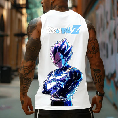 T-shirt de homem Dragon Ball Z Super Blue Vegeta, colete fitness retro americano, estilo Y2K Harajuku, nova coleção primavera e verão, para uso diário
