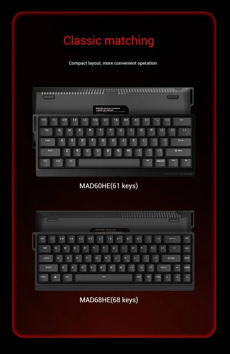 Madlions mad60he Mad60 Mad68 HE Mechanical Keyboard Magnetic Switch Mad60he Wired Game Keyboard Rapid Trigger Rgb Keyboard