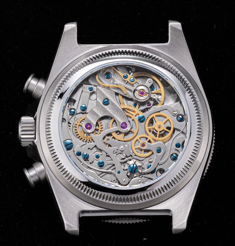 Cronógrafo SEESTERN para homem com movimento mecânico Tianjin ST1901, vidro de safira, bracelete de nylon, autocolante, luminoso, esqueleto