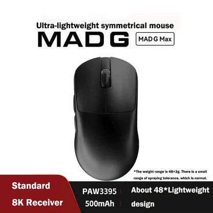 Mouse wireless ultraleggero originale FGG Madlions Mad G Pro Max 8K HZ dual-mode a bassa latenza PAW3395, accessori e regali per gamer